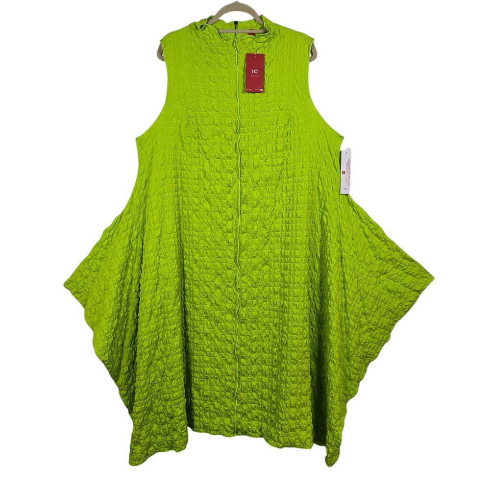 IC Collection Bubble Check High Neck Dress XXL Green Avant-Garde Art to Wear NWT